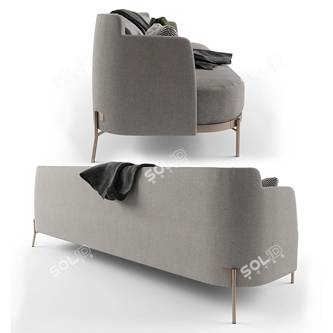 Minotti Tape Sofa: Elegant Grey Seating 3D model image 2