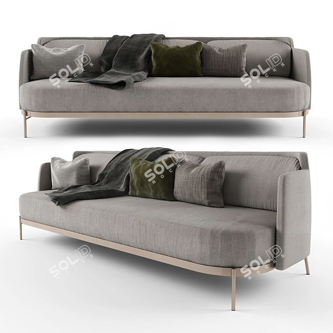 Minotti Tape Sofa: Elegant Grey Seating 3D model image 3