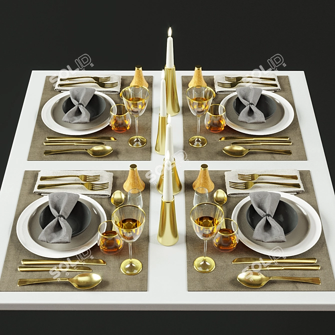 Elegant Tableware Set 012 3D model image 1