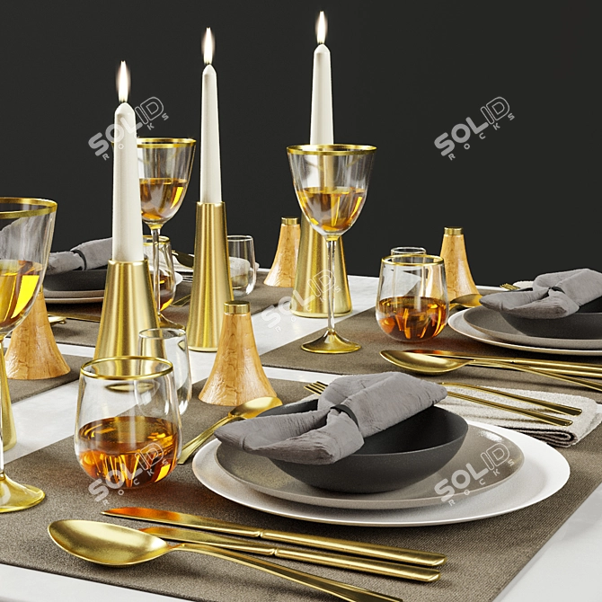 Elegant Tableware Set 012 3D model image 2