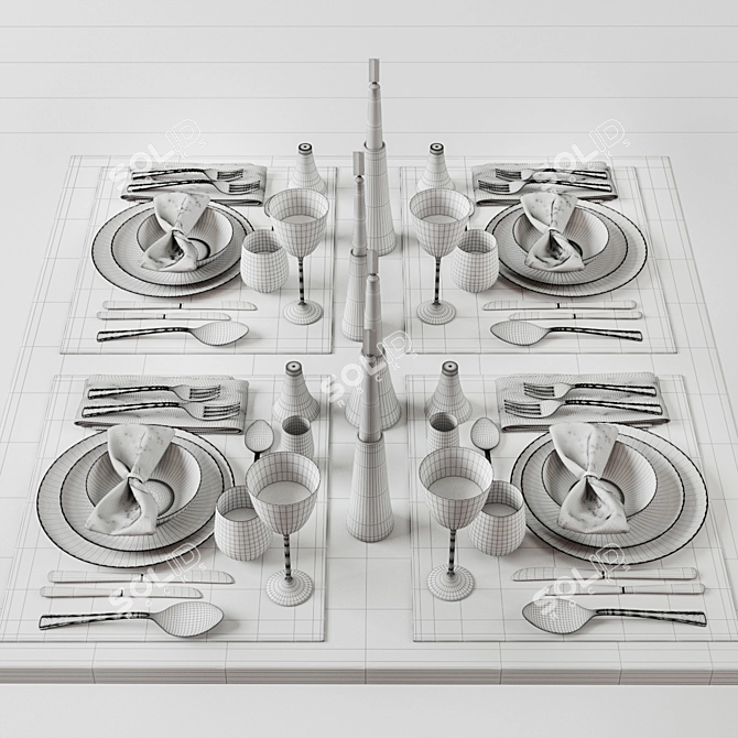 Elegant Tableware Set 012 3D model image 4
