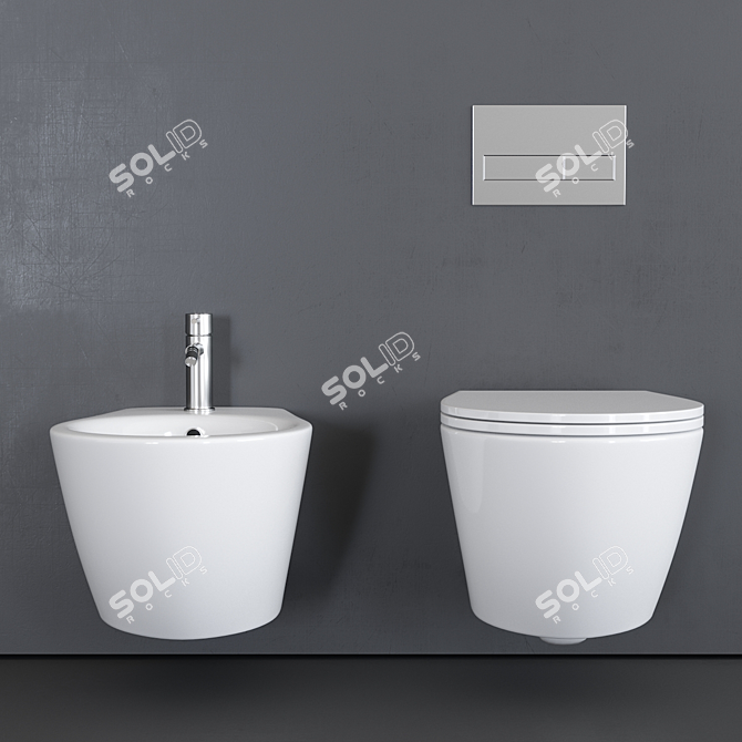 Elegant Esedra Wall-Hung Toilets & Bidets 3D model image 3