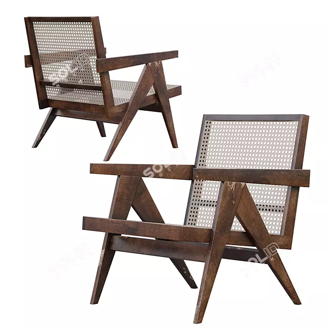 Vintage Pierre Jeanneret Armchair 3D model image 1