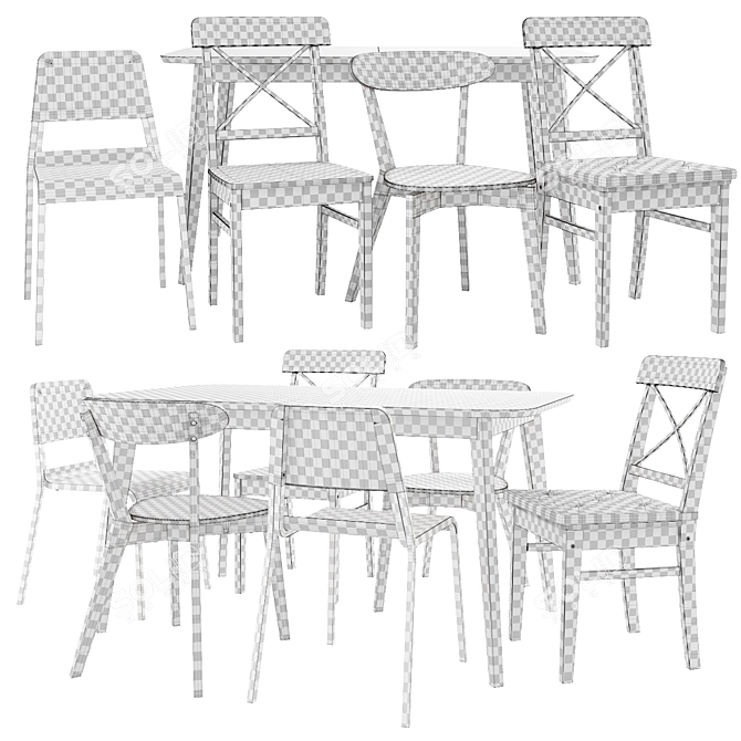 Stylish IKEA Table & Chair Set 3D model image 2