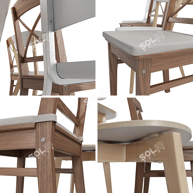 Stylish IKEA Table & Chair Set 3D model image 3