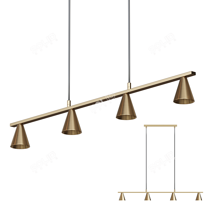 Sleek Cone Pendant Lamp 3D model image 1