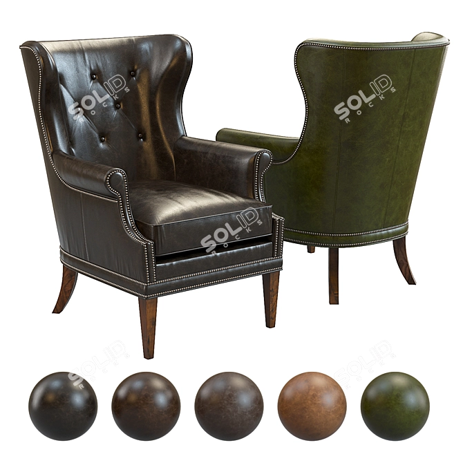 Elegant Maya Wing Armchair 3D model image 1