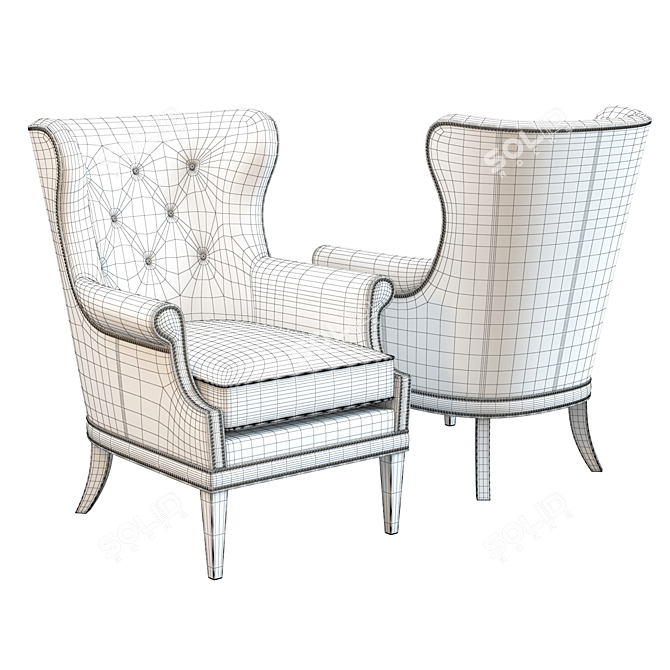 Elegant Maya Wing Armchair 3D model image 2