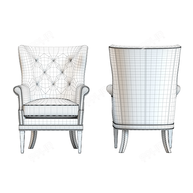 Elegant Maya Wing Armchair 3D model image 4