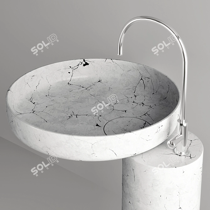 Marble Wash Basin Set 3D model image 3