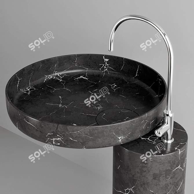 Marble Wash Basin Set 3D model image 4