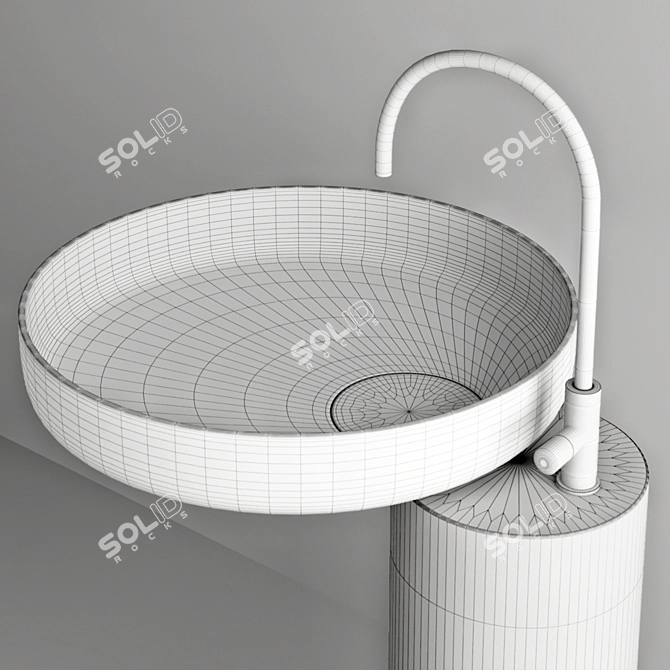 Marble Wash Basin Set 3D model image 5