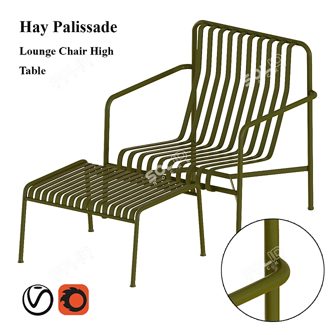 Stylish Hay Palissade Lounge Chair Set 3D model image 1