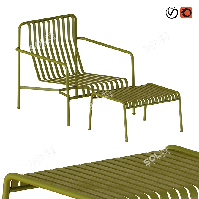 Stylish Hay Palissade Lounge Chair Set 3D model image 7