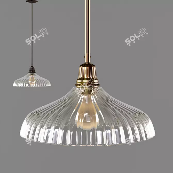 Elegant Fluted Glass Pendant 3D model image 1