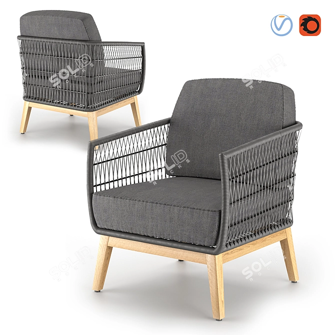 Handwoven Kenton Armchair 3D model image 1