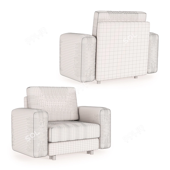 Luxury Comfort Chair with Ottoman 3D model image 3