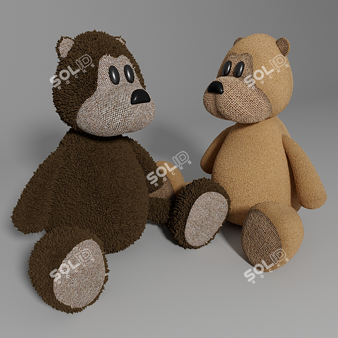 Playful Plush Teddy Bear 3D model image 1