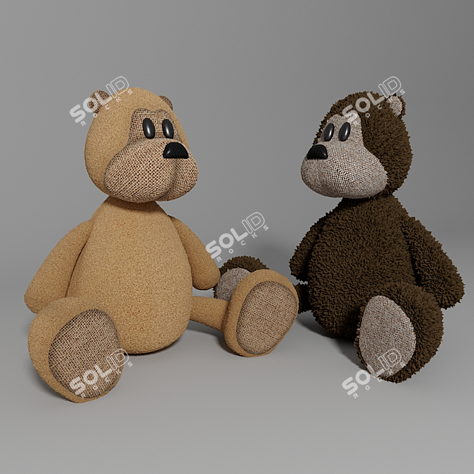 Playful Plush Teddy Bear 3D model image 2