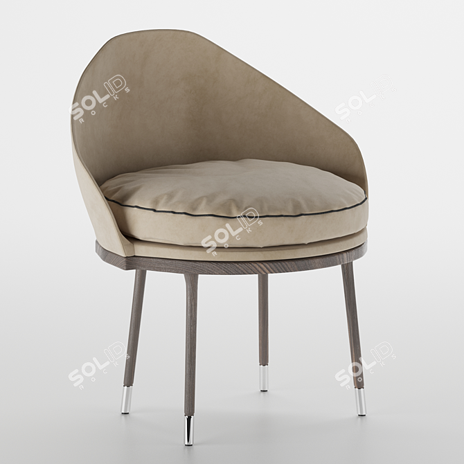 Elegant Tri-Color Fabric Chair 3D model image 1