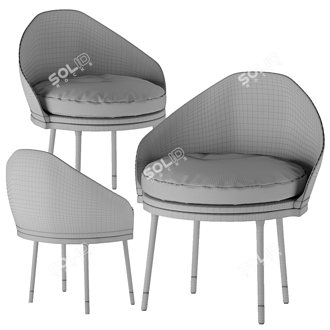 Elegant Tri-Color Fabric Chair 3D model image 3