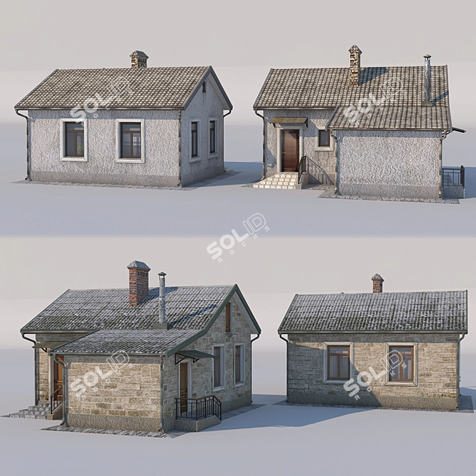 Title: Vintage Single-Story Homes 3D model image 3