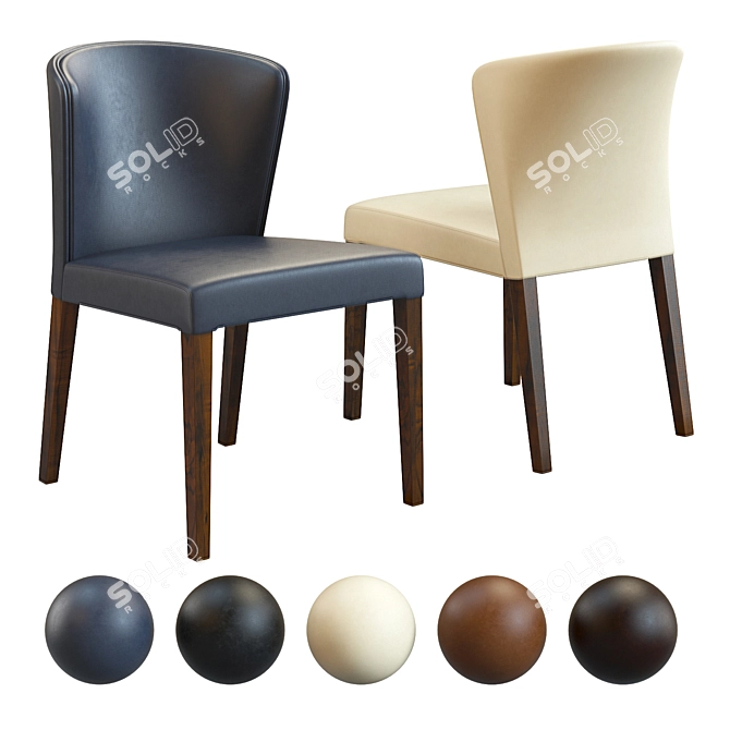 Modern Grey Leather Dining Chair 3D model image 1