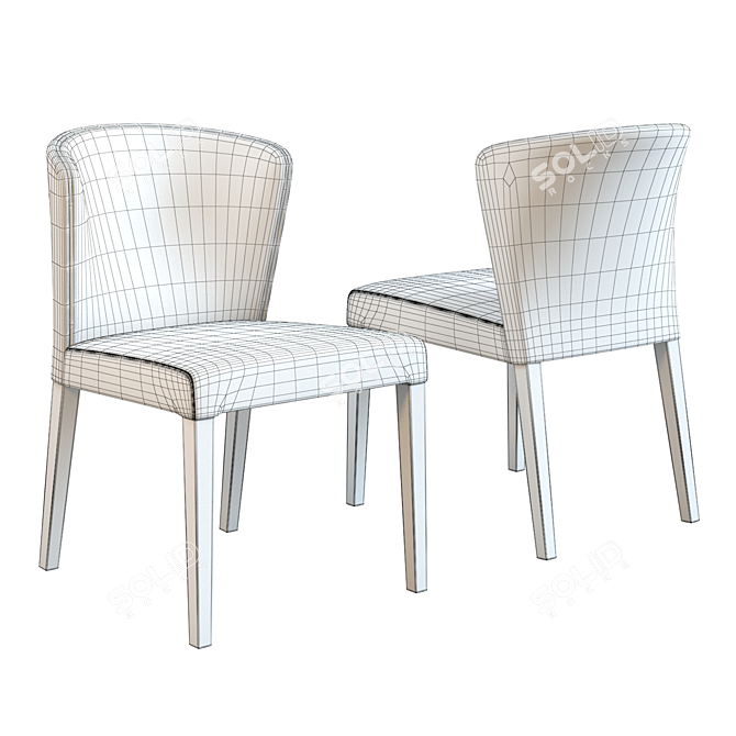 Modern Grey Leather Dining Chair 3D model image 2