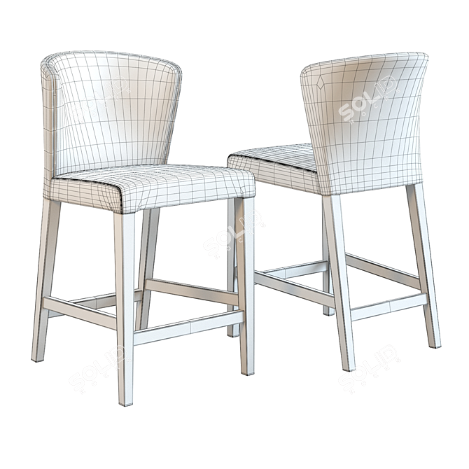 Modern Leather Counter Stool 3D model image 2