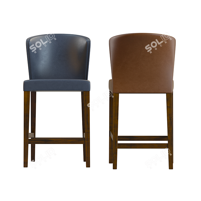 Modern Leather Counter Stool 3D model image 5