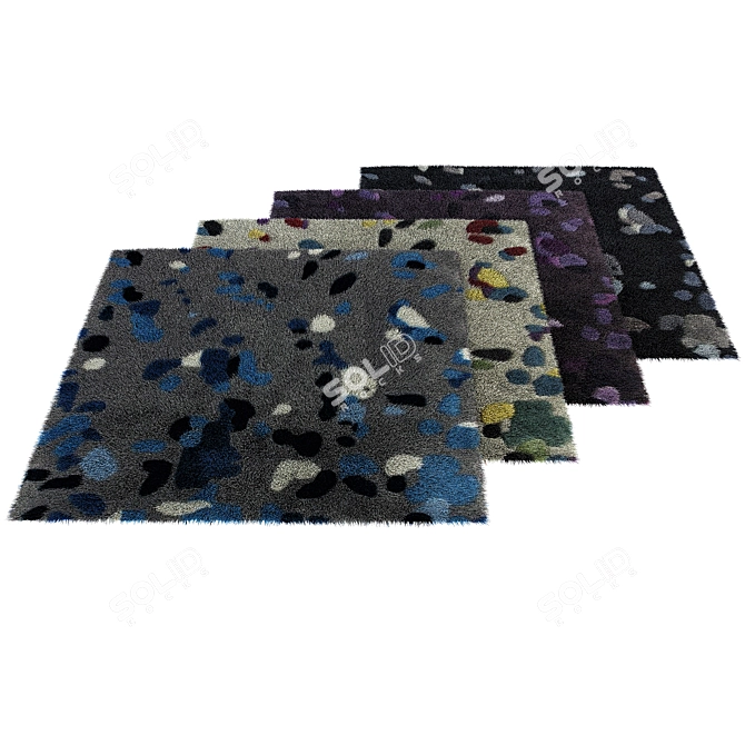 Geometric Tapestry: Long Nap Carpet 3D model image 1