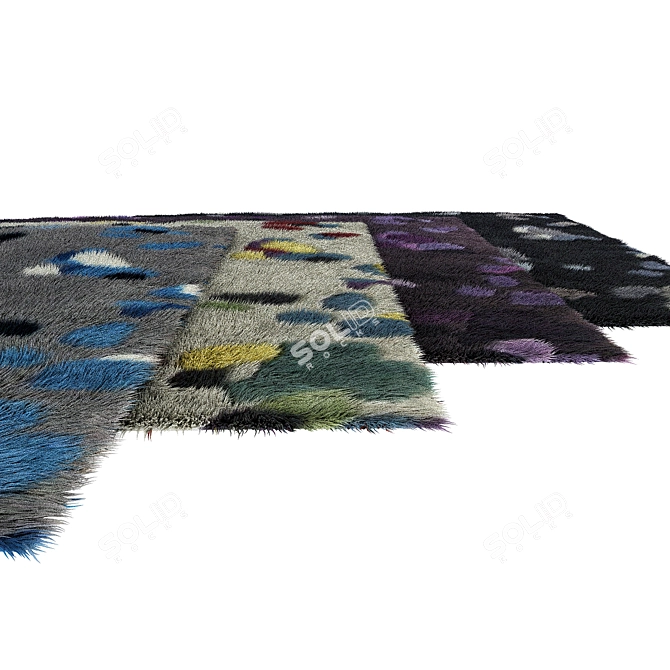 Geometric Tapestry: Long Nap Carpet 3D model image 2