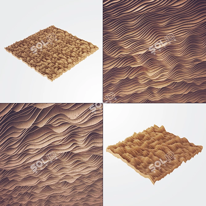 Elegant Wood Parametric Ceiling Kit 3D model image 3