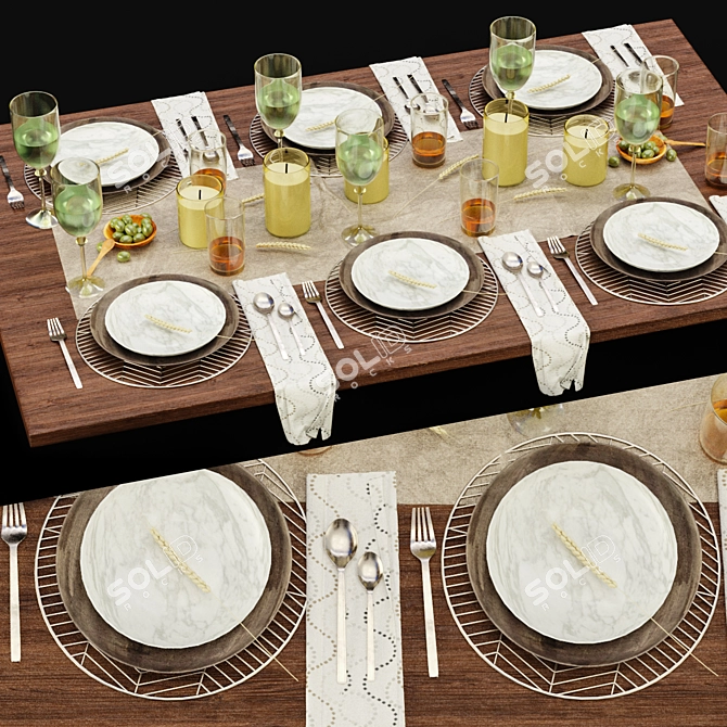 Stylish Tableware Set: OBJ/3DS with Turbosmooth 3D model image 2