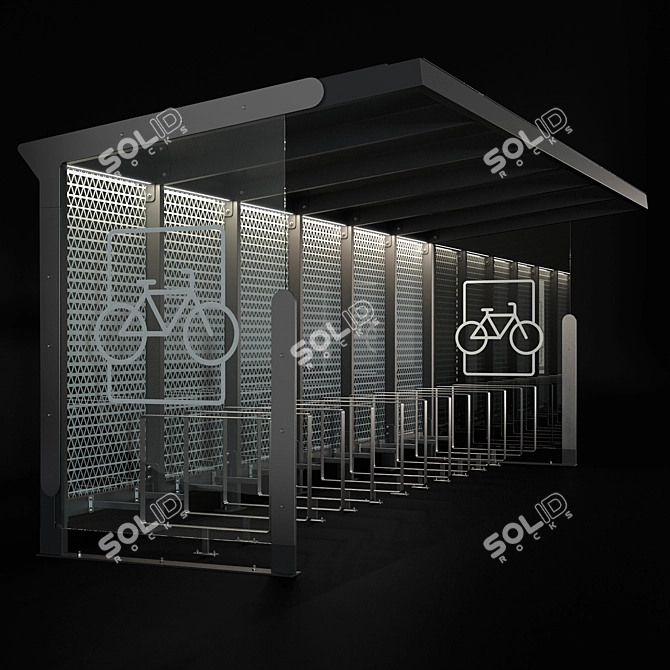 Modern Bike Parking with Shelter 3D model image 2