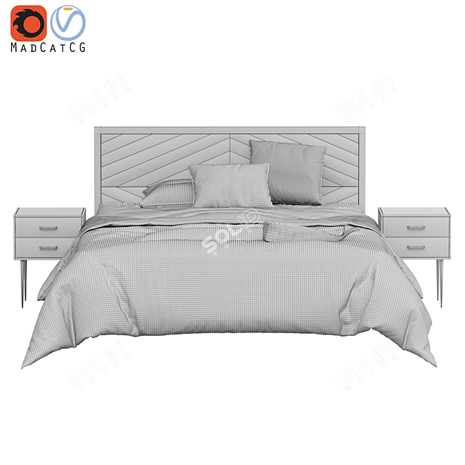 Minimalist Cotton Jersey Linen Bed 3D model image 2