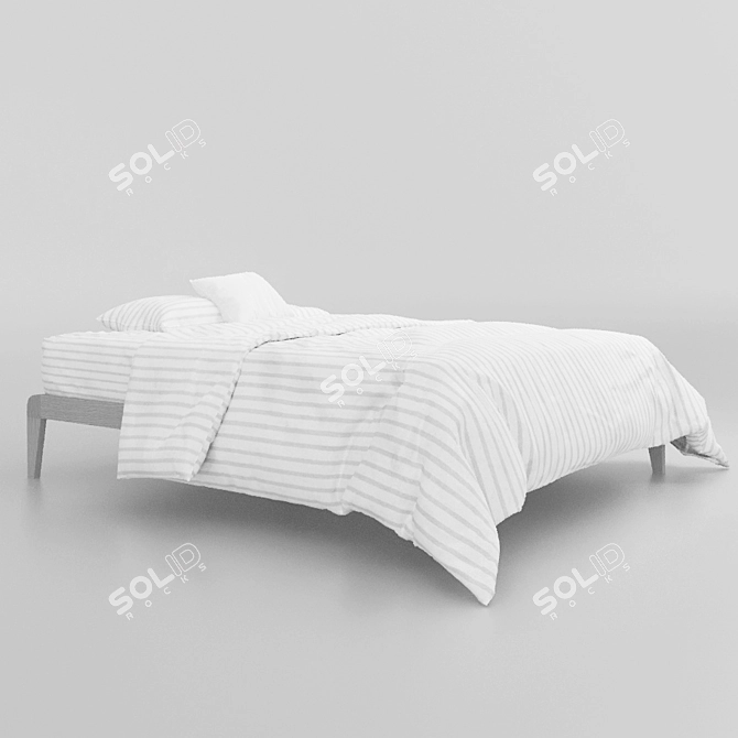 Minimalist Cotton Jersey Linen Bed 3D model image 9