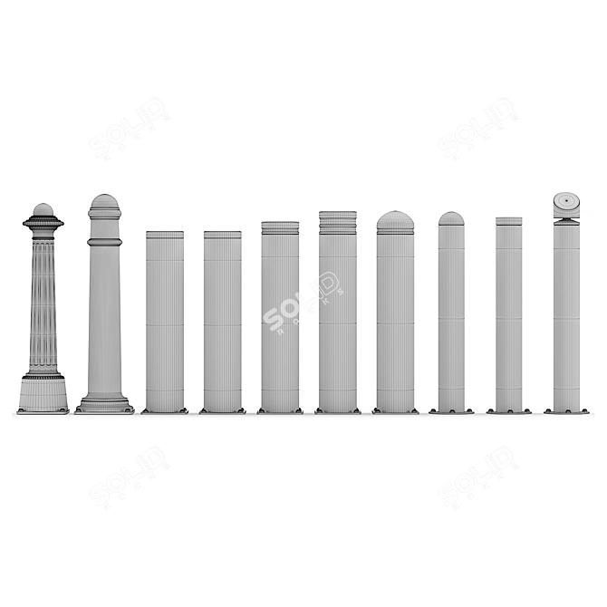 Versatile Outdoor Bollard Set 3D model image 3