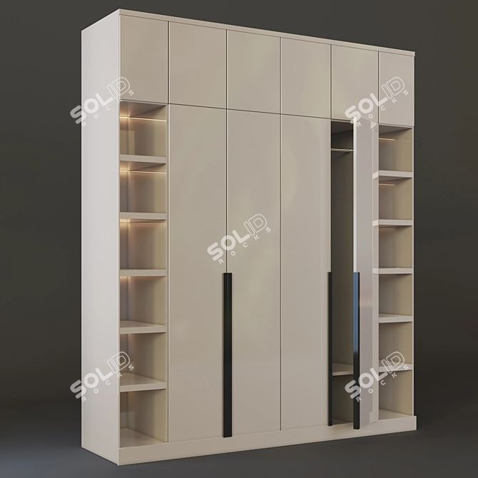 Elegant Tall Wardrobe 3D model image 1