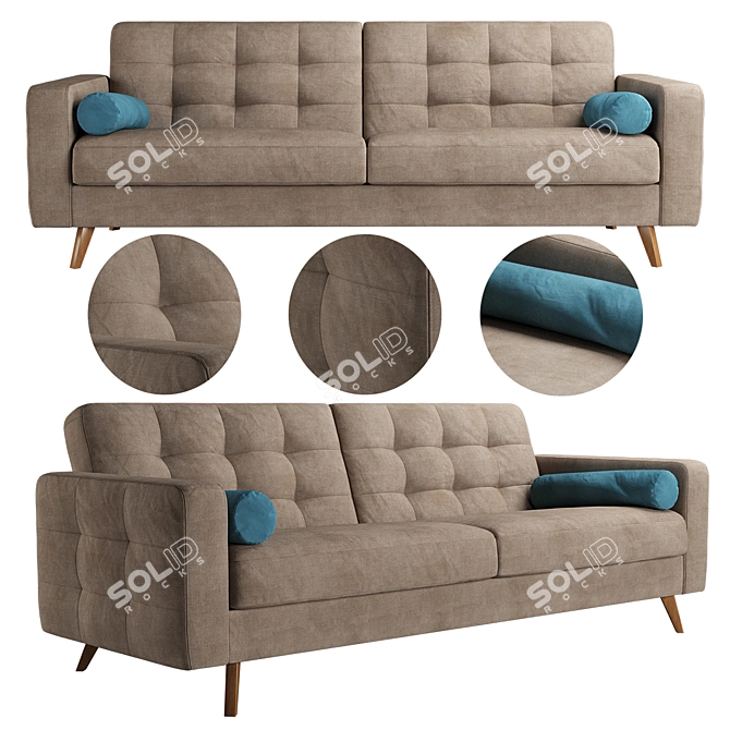 Nappa Convertible Sofa: Comfort, Style, and Versatility 3D model image 1