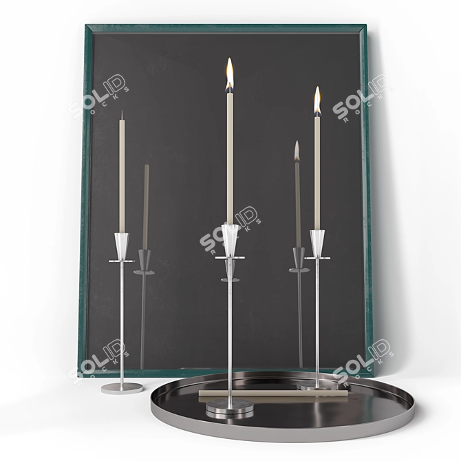 Elegant Decor Set with Frame & Candleholders 3D model image 1