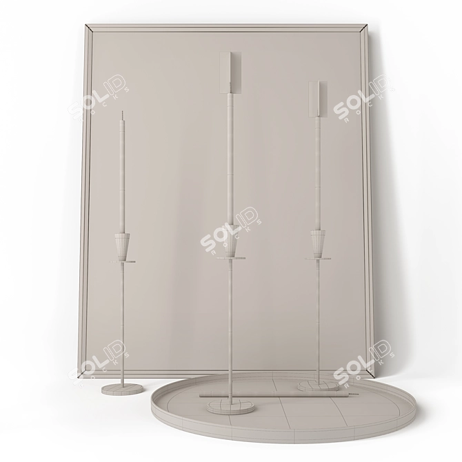 Elegant Decor Set with Frame & Candleholders 3D model image 2