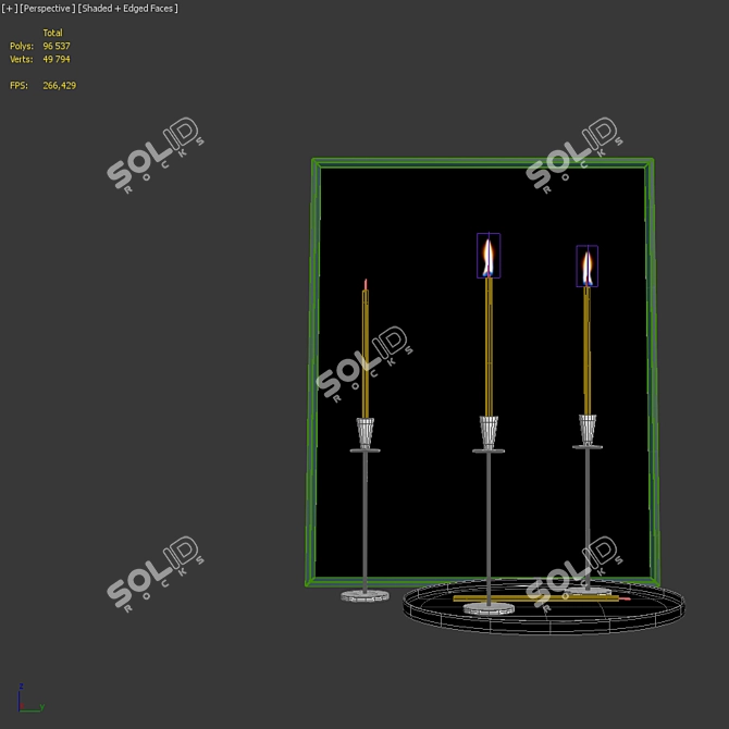 Elegant Decor Set with Frame & Candleholders 3D model image 3