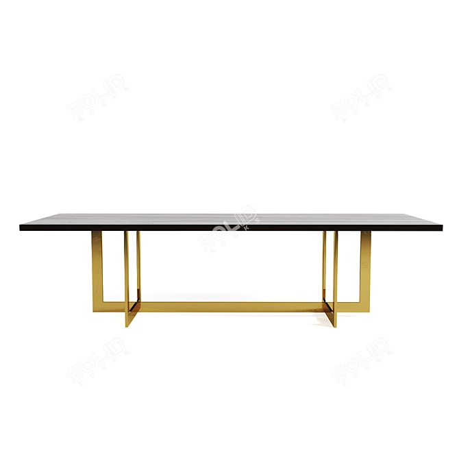 Geometric Solid Wood Dining Table 3D model image 1