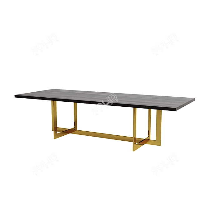 Geometric Solid Wood Dining Table 3D model image 2