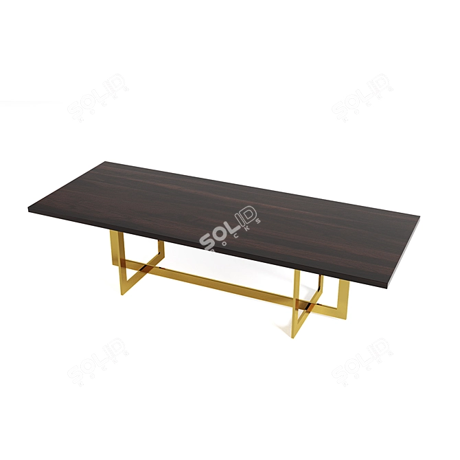 Geometric Solid Wood Dining Table 3D model image 3