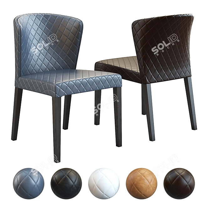 Luxurious Quilted Dining Chair 3D model image 1