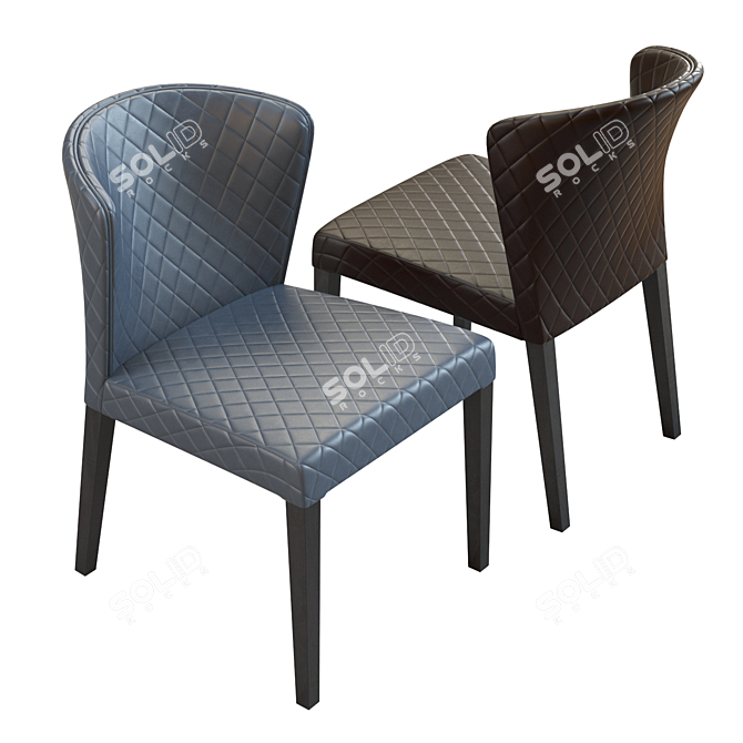 Luxurious Quilted Dining Chair 3D model image 4