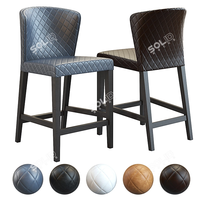 Quilted Leather Counter Stool: Elegant and Stylish 3D model image 1