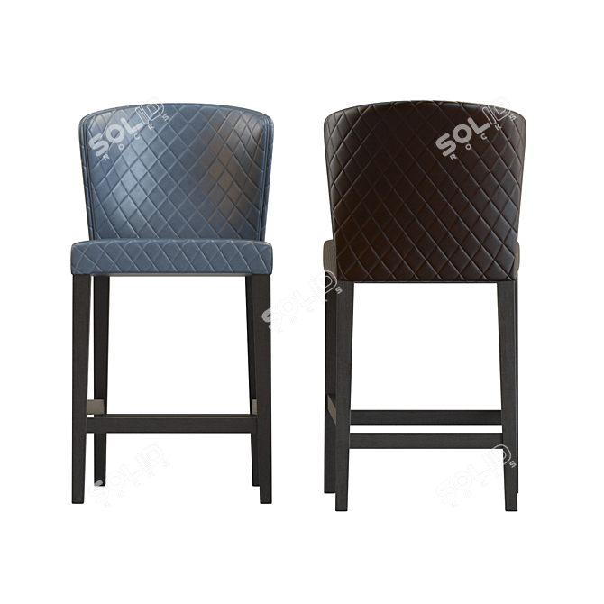 Quilted Leather Counter Stool: Elegant and Stylish 3D model image 3